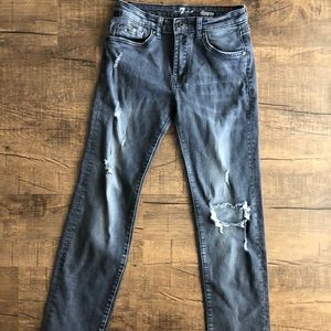 7 for Mankind Skinny Ripped Jeans Black Size 12